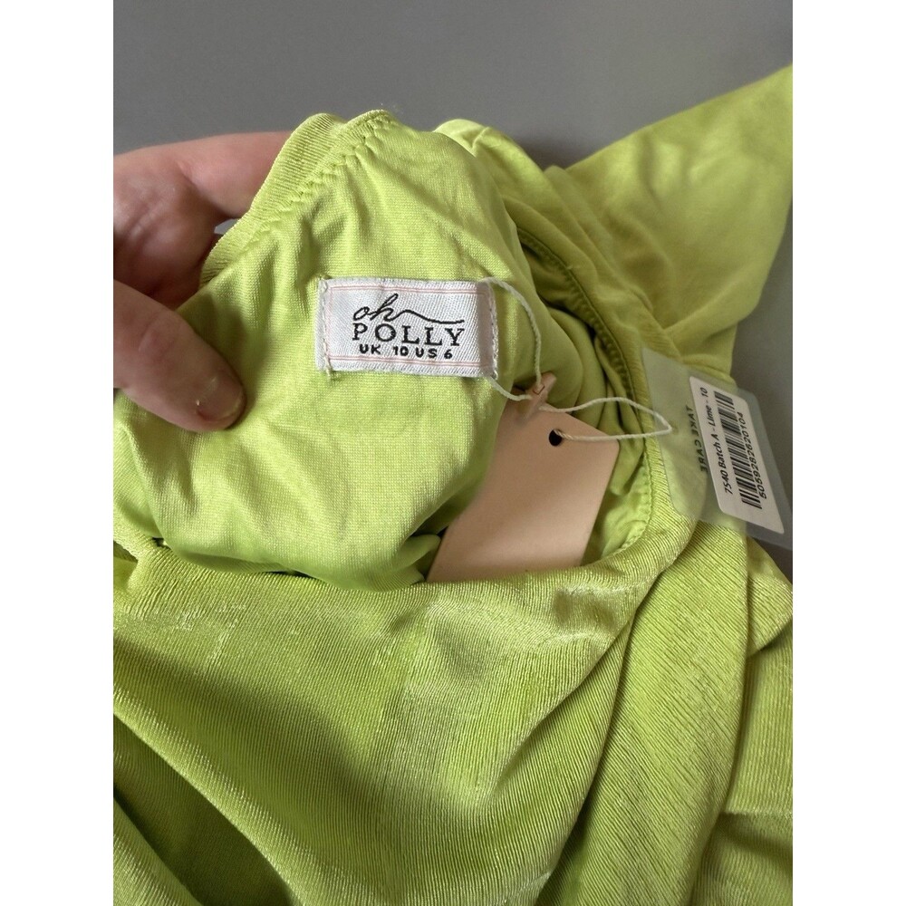 Oh Polly Textured Jersey Asymmetric Cut Out Mini Dress In Lime- Size 6 NWT - Picture 7 of 16